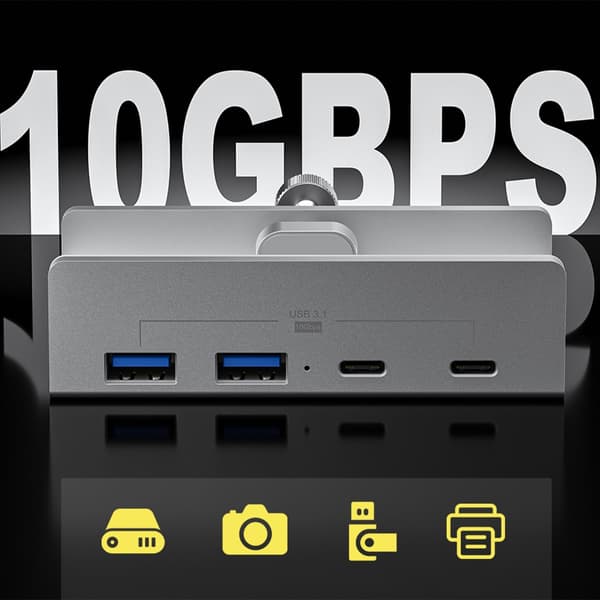 4 Portars Aluminium Extern Dockningsstation USB 3.1 Typ C Clip HUB 10Gbps Data