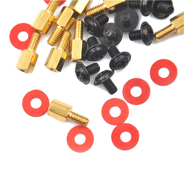 Högkvalitativ PC i kolstål för case 6,5 mm 6-32-M3 moderkortsförhöjare+20 st skruvar + 20 st brickor Packning mässingsstativ Silver screw