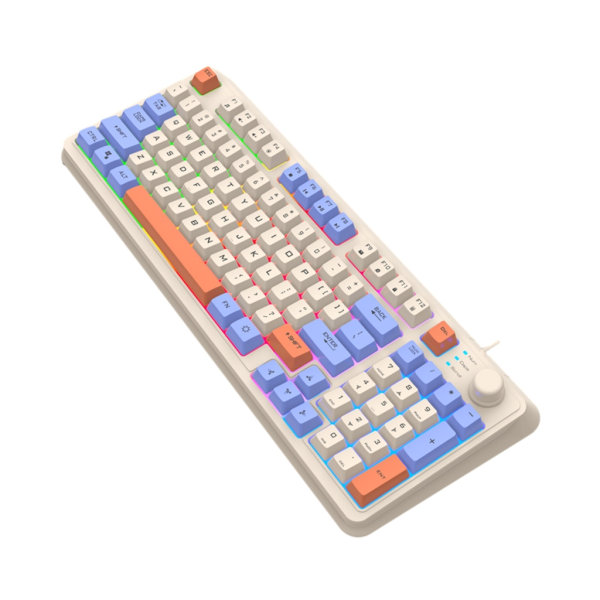 K82 Gamingtangentbord med trefärgsbakgrundsbelysning och mekanisk känsla, 94 tangenter för gamers, dator, PC, laptop, tangentbord