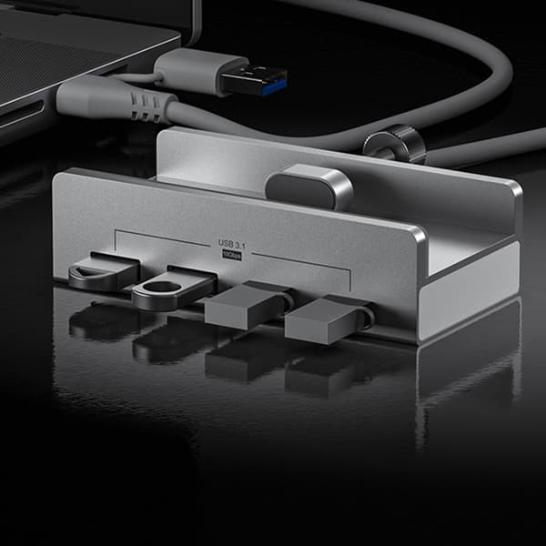 4 Portars Aluminium Extern Dockningsstation USB 3.1 Typ C Clip HUB 10Gbps Data