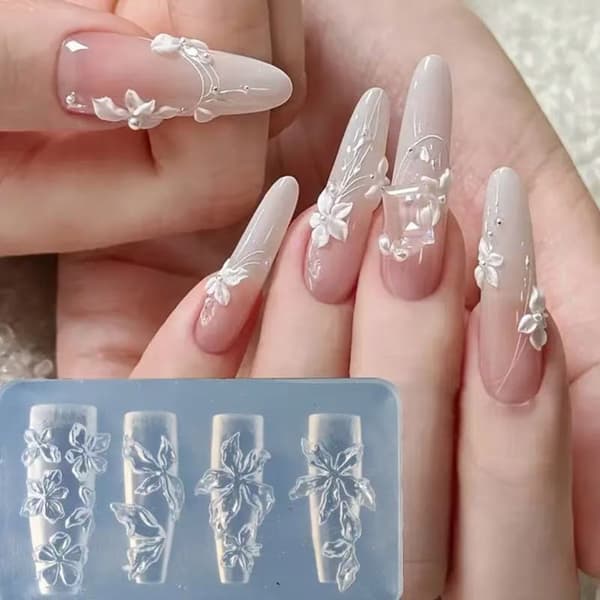 3-pack Professionella Nagelkonstformar Blomform Små Tillbehör Formar