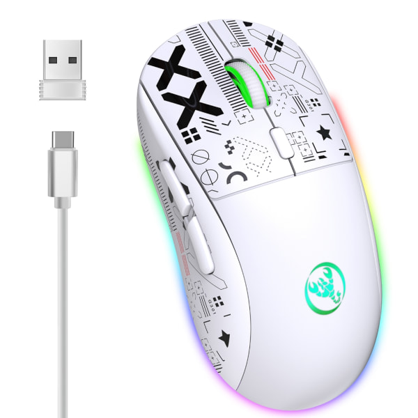 Bluetooth-kompatibel 2.4G- Trådløs Mus RGB Lys For Datamaskin Laptop Pad Nettbrett Optisk Mus-Oppladbar TypeC Stille-