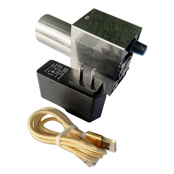 Rustfritt stål 12V vifte med justerbar hastighet AC100V-240V US strømadapter for utendørs grilling, piknik og kullkomfyr