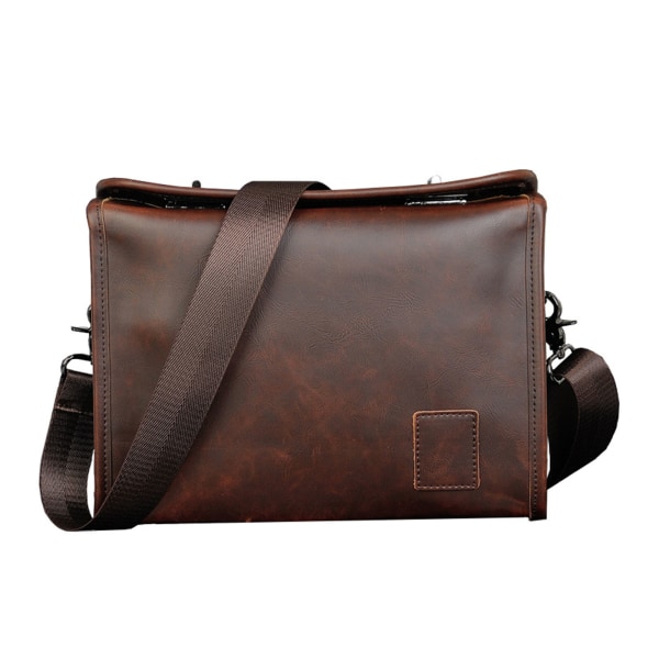 Snygg brun axelväska Vattentät Crossbody-väska Messenger-väska i PU-läder Matchande handväska Present till fars dag