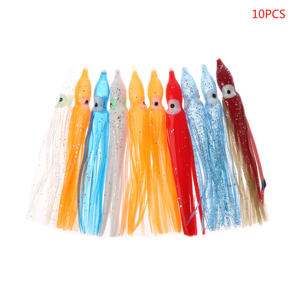 10 st plastfiskedrag bläckfiskkjol trolling bläckfisk mjukt lockbete 10CM