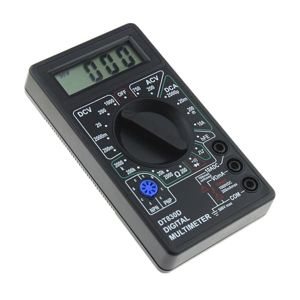 Digitalt multimeter med summer, spennings- og amperemeter, testprobe for DC A