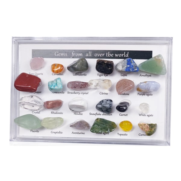 24st Healing Crystals Chakra Stones Färgglada Gems Malm Exemplar Polerad Sten