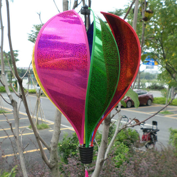 Rainbow Hot Balloon Paljetter Windsock Randig Wind Spinner Utomhusdekor