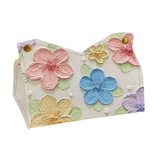 Luksuriøs blomsterdesign læder tissueholder ideel til hjem og køretøj