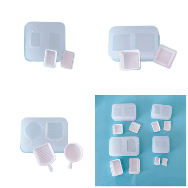 Miniatyr Dessertbricka Form Miniatyrmatlek UV-hartsform för DIY-kök 6 styles