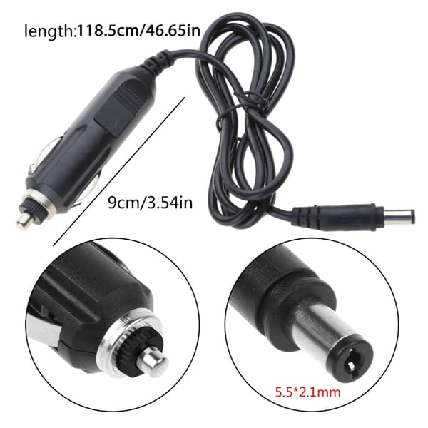 12V DC5.5mm x2.1mm Bil Cigarettænder Strømforsyningsadapterkabel