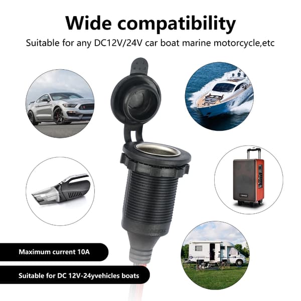 12V/24V 120W Billader Sigarettenneruttak Strømadapter Ladekabel