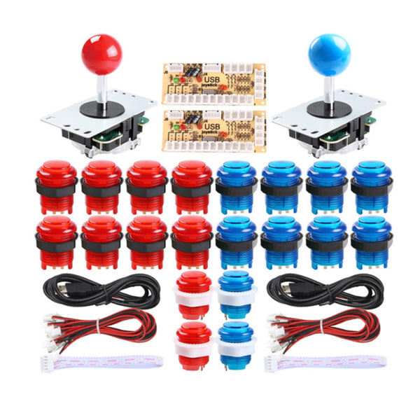 2-spelares joystick-spelsatser med 20 LED-arkadknappar DIY Arcade Kit Zero Delay USB Encoder till PC-spel för vuxna A