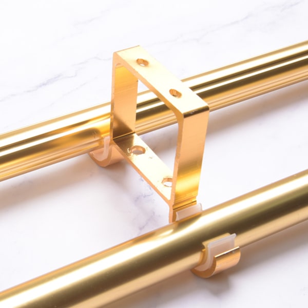 Takmonterad gardinfäste dubbelstång Kraftig aluminiumlegering gardinstångshållare för upp till 17,5 mm/0,69" stång Gold