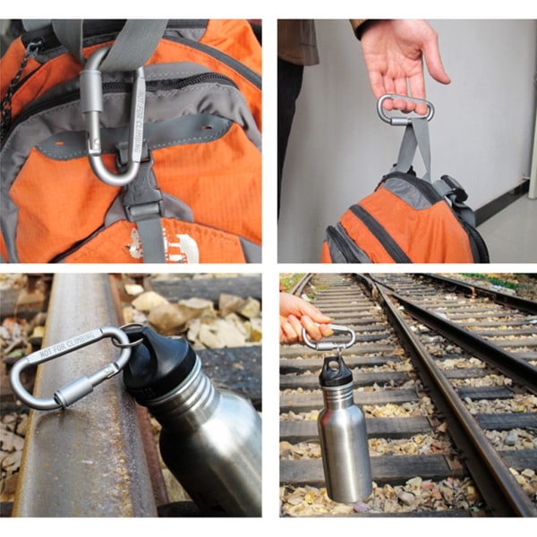 Aluminiumlegering D-Shape Spänne Bergsklättring Karbinhakar Clip Twistlock Karbinhakar Krokar för camping, vandring, fiske Red
