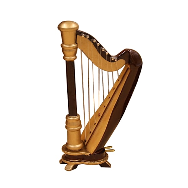 Miniatyr Harpe Modell med Etui for Dukkehus Dekor Tilbehør Hjem Dekor Mini Musikkinstrument Modell
