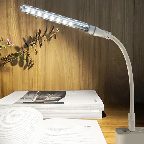 Klar PC Skrivebordslampe med 8 Lyse LED'er USB 5V Input til Natbrug
