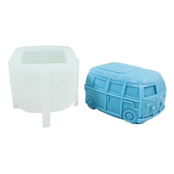 Bus Formet Lys Silikoneform Gips Cement Resin Forme DIY Håndlavet Duftende