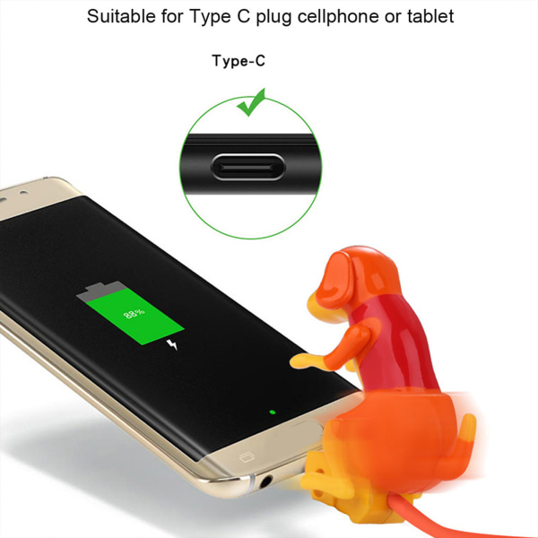 Stray Dog Laddningskabel Hund Smartphone USB C-kabel Type-C Telefonladdare Mini Humping Spot Dog-kabel med för Touch Swit Orange
