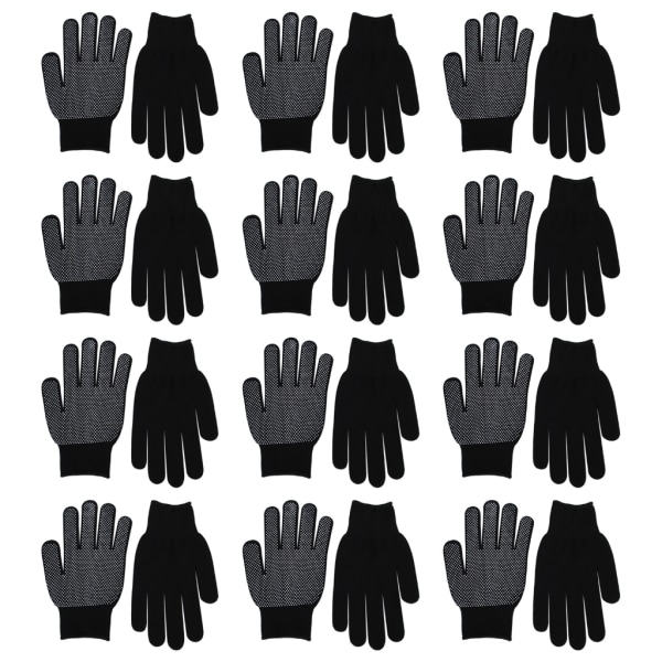 12 Par Nylon Strik Sikkerhedsbeskyttelses Arbejdshandsker til Industrielt Lager Havearbejde Konstruktioner med Prikker på den Ene Side