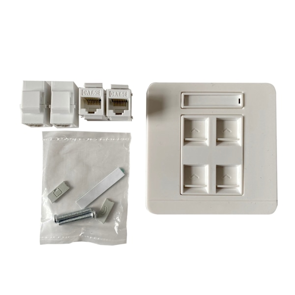 4 Porter RJ45 Nettverk Veggplate Med Hunn -Hunn CAT5E Internett Rett Plugg