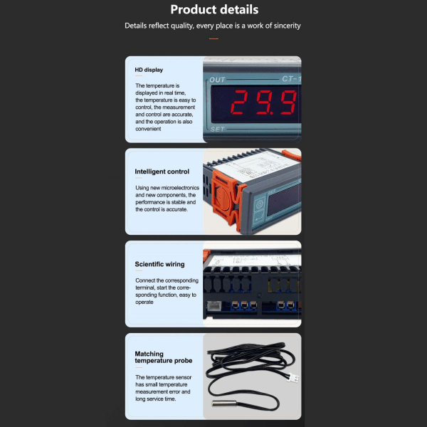 Multifunktions LED digital termostat temperaturregulator för hembryggning bryggjäsning Kylskåp Inkubator Växthus