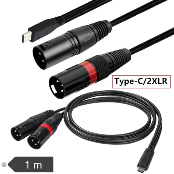 Stereo Kabel USB C Til 2XLR Han Lydkabel Til Smartphones og Tablets