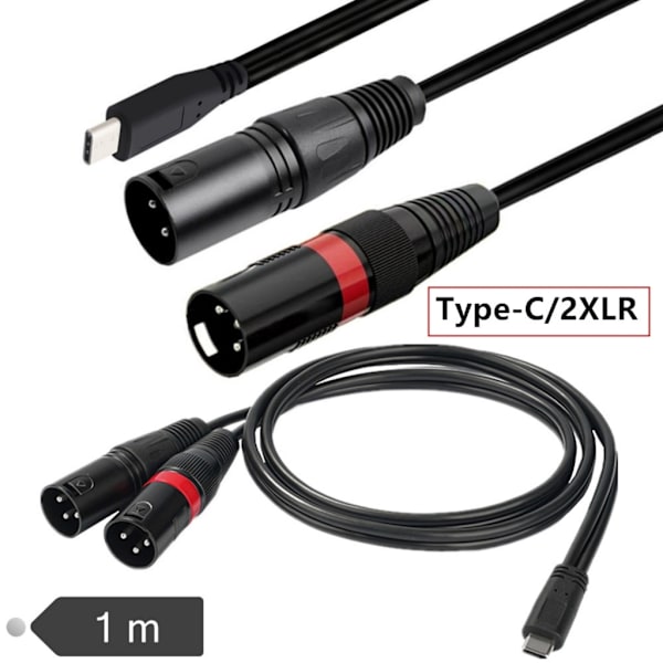 USB C til 2XLR hanlydlinjer til mixerkonsoller og forstærkere 100cm
