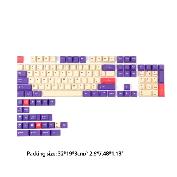 Plommon PBT Keycaps Cherry Height Dye-Subbad Personlig anpassad för Key Cap För MX Switch Mekaniskt tangentbord Tangentbord 128key Set