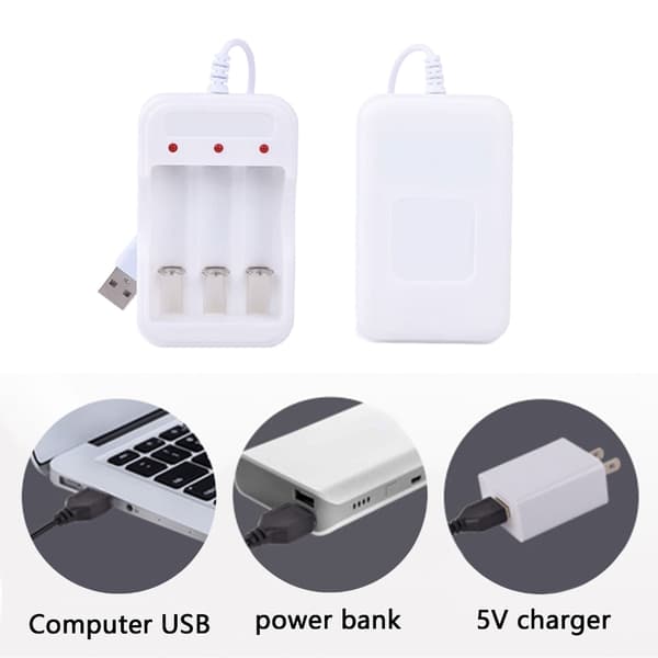 Lettvekts 3-spors batteriladeradapterbase for AA 3A oppladbare celler