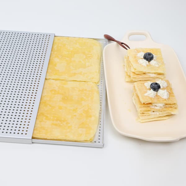 Sæt med 2 perforerede bageplader til ovn til dessert, aluminium Mille Feuille-pander