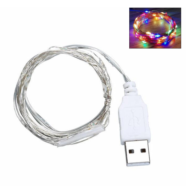 Vattentät Garland Fairy String Lamp Silver Wire Nattljus USB driven för 3m C