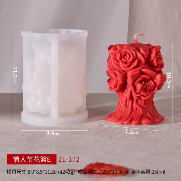 Rose Blomst Lysform til DIY Lys, Epoxy Resin Form Non-Stick B
