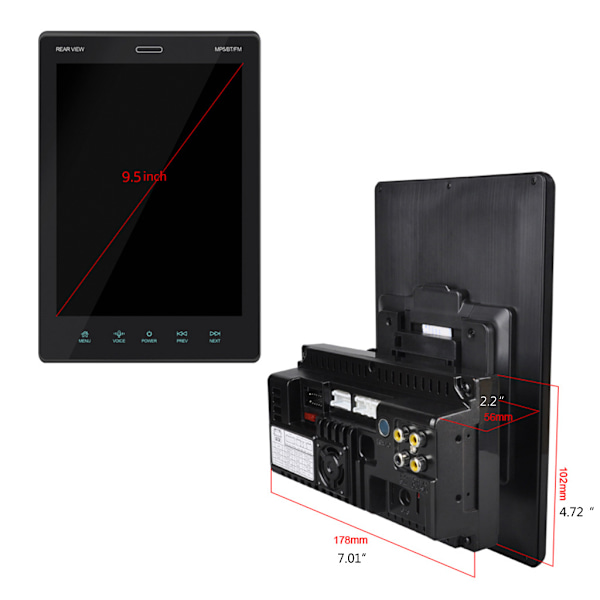 Vertikal Skärm Bluetooth-kompatibel Bil MP5 Videospelare Radio FM Multimedia
