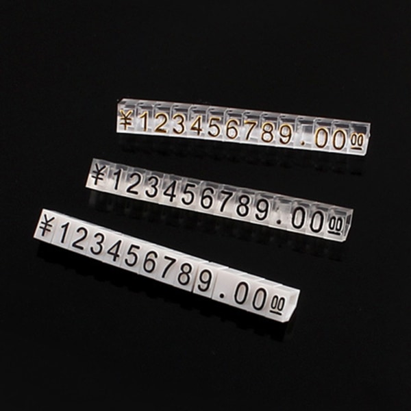 10 uppsättningar Kombinerade prisetiketter Enkel installation Siffror Antal Prisetiketter för telefon Laptop Smycken Counter Display Black Silver
