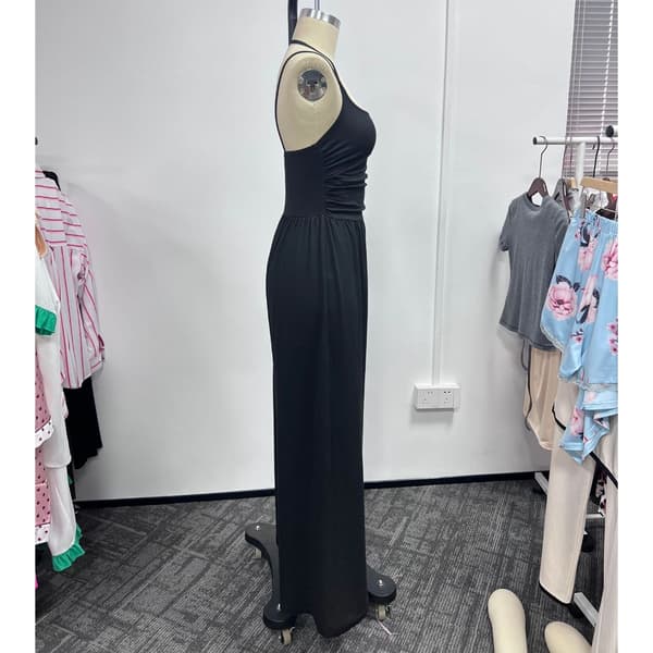 Fritidsjumpsuit til kvinder med stropper, bredbenede, baggy bukser, heldragt grey L