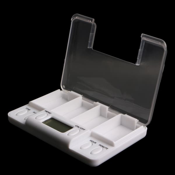 Pillepåmindelse Medicin Alarm Timer Elektronisk Æske til Etui Organizer 4 Rum