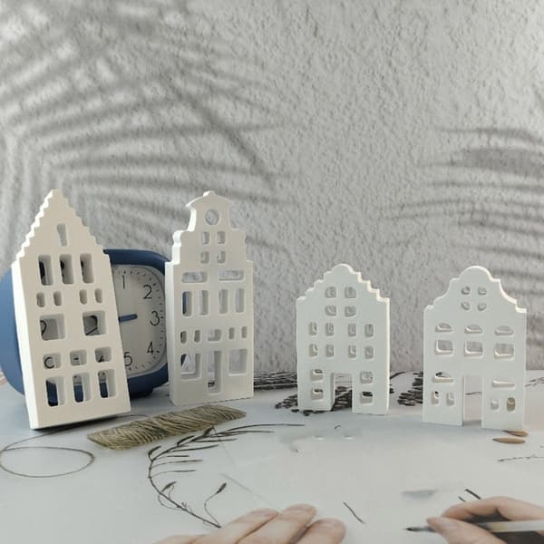 4 stk. Fleksible Kanalhusformede Ornamentforme til Kreativt Gipsarbejde
