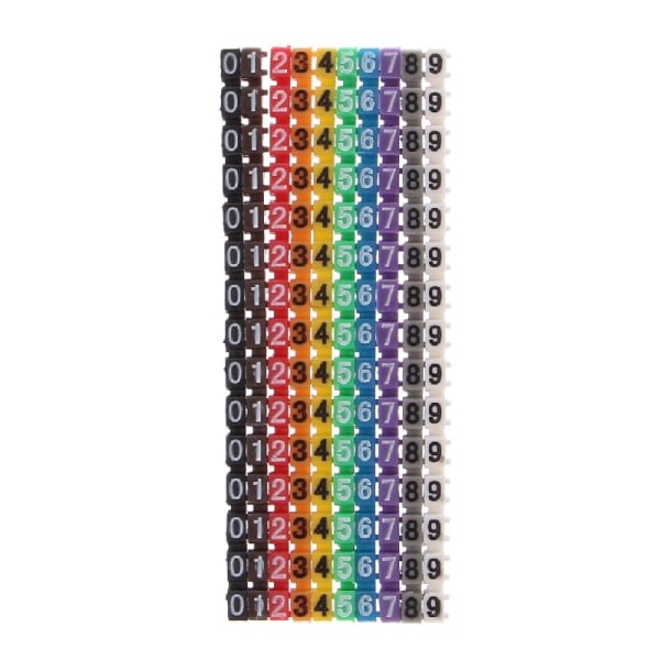 150 stk. Kabelmarkører Farverige C-Type Markør Nummer Tag Label Til 2-3mm Ledning