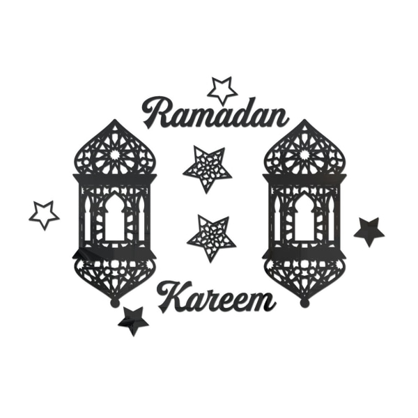Islamiska muslimska väggklistermärken Eid Mubarak Ramadan Kareem Lanternfönster klamrar sig fast Black