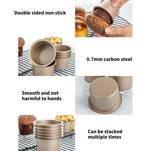 6 stk. Profesjonell Cupcake Form Varmebestandig Muffinsform Non-stick Bakeform