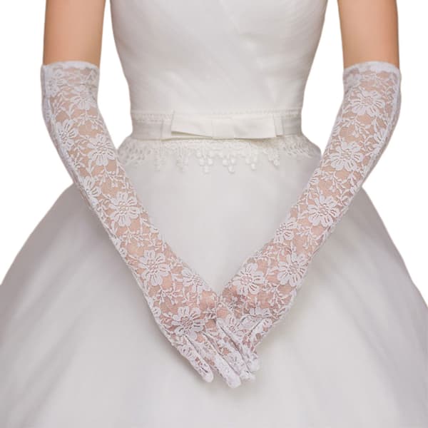 Lange blondehandsker til kvinder, elegante sommerprinsessehandsker til formelle og festlige bryllupper