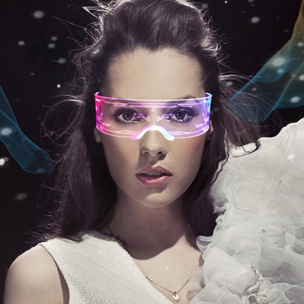 Roliga LED-kostymglasögon självlysande linser Halloweenfestrekvisita Karaokefestrekvisita Cosplaytillbehör 6