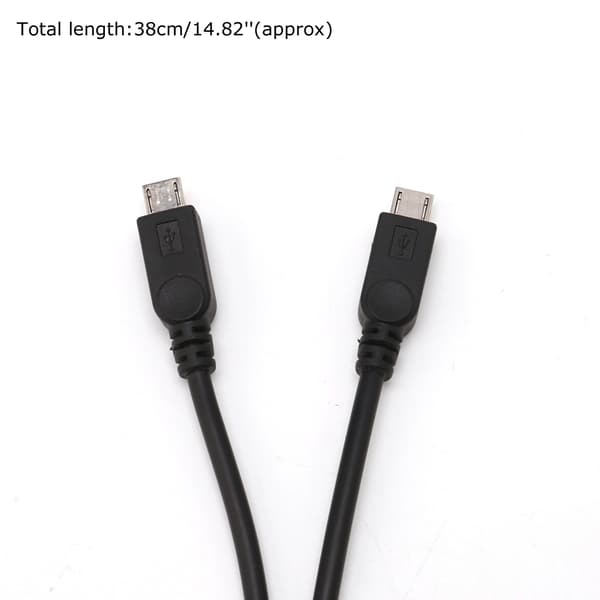 Bærbar 38 cm USB Han Universal Micro USB Dobbelt Han Y Adapter Splitter Kabel