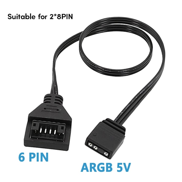 ARGB Adapter Kabel 5V 3pin till ARGB 5V 8Pin/6Pin Hane Adapter Kabel Förbättrar din belysningslösning 30 cm lång ersättning 6pin