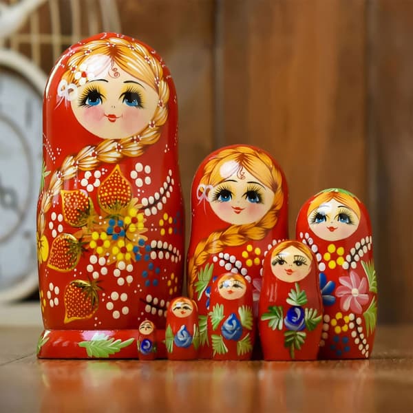 Træ russiske rededukker sæt 7 dele blank til kunstnerisk dekoration og sjov