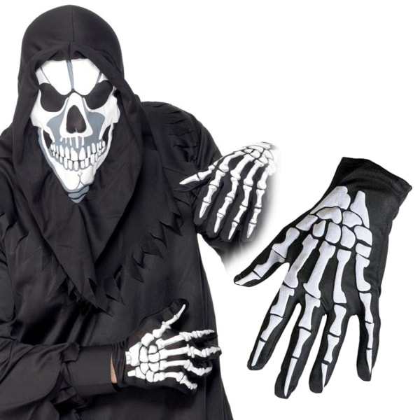 1 par Cykel Cykel Motorcykel Halloween Skalle Kloben Skeletthandskar Goth