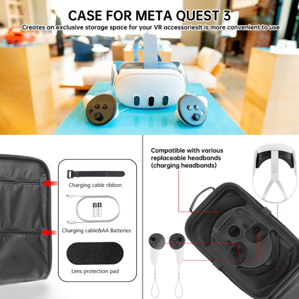Case förvaringsväska för Quest3 VR-tillbehör Glasögonhandtag och laddarväska Väskaskydd Yellow