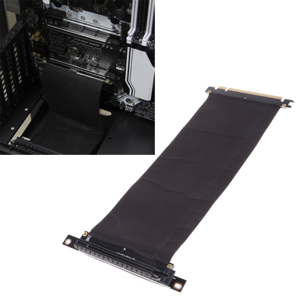 PCI Express PCIe3.0 16X till 16X Flexibelt kabelkortsförlängningsportadapter 90 graders vinkel Höghastighetsförlängningskort 0.2m