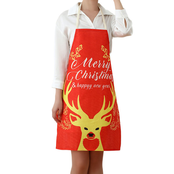 Jul Förkläde Kök Förkläde Bageri Matlagningsförkläde Jul Dekorativt Rött Förkläde Ornament Linne Tyg Heminredning